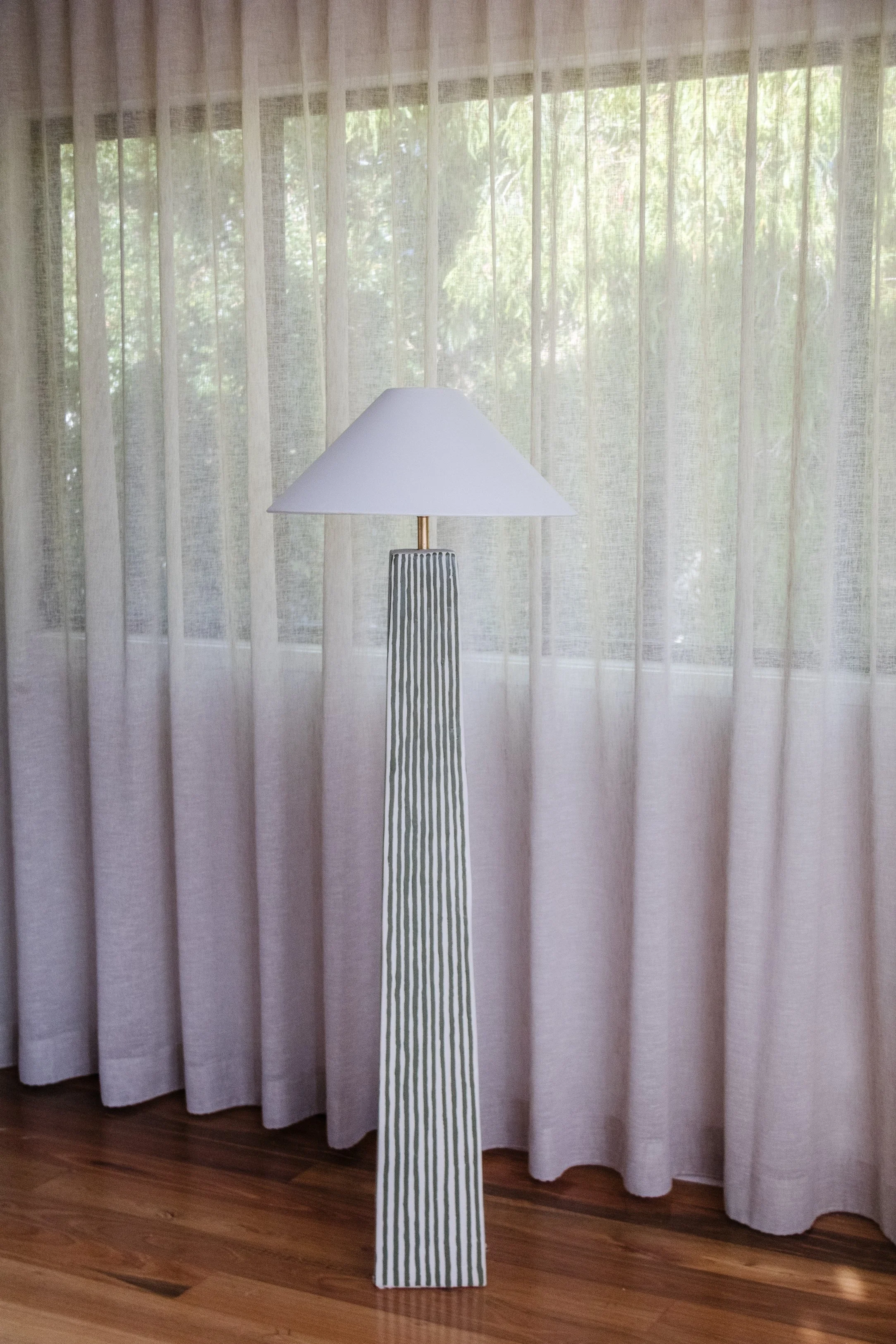 Upcycled Stripe Plaster Floor Lamp Smor Home